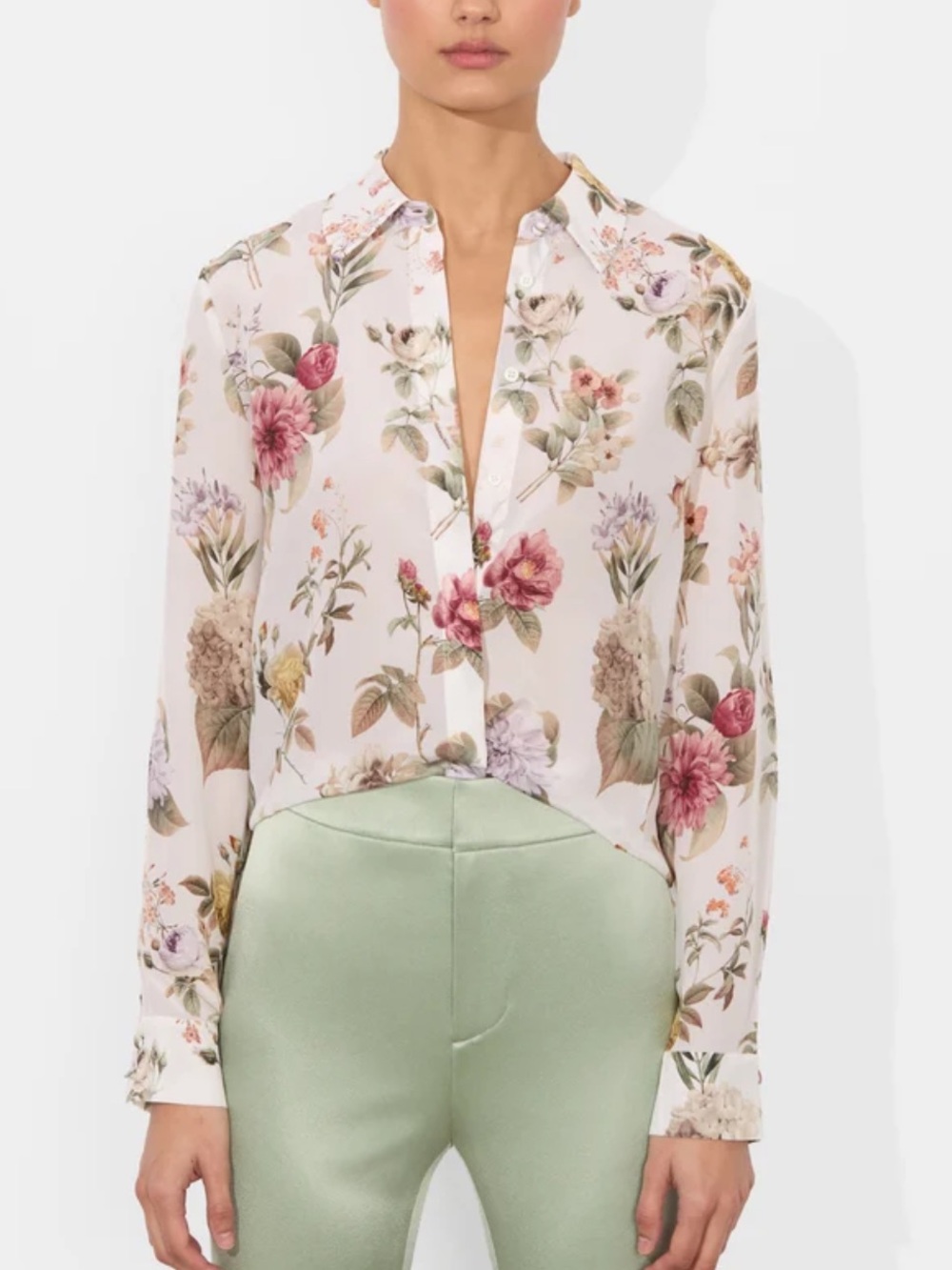 Alice + Olivia Silk Willow Blouse in Sweet Nothings